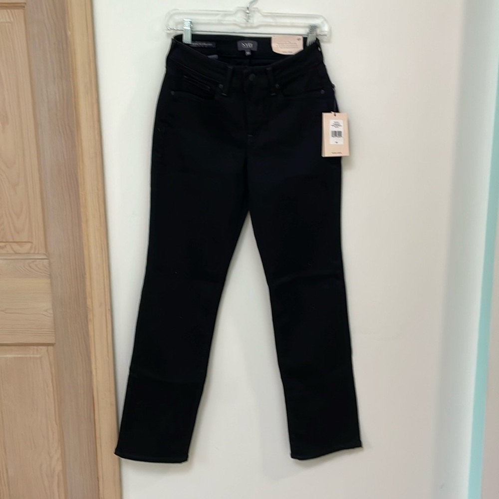 NYDJ Marilyn Straight Black Jeans 4 petite